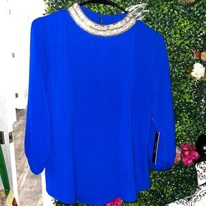 Blue dress shirt, with rhinestone collar